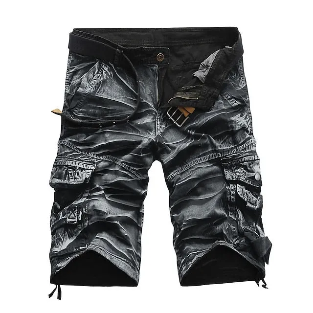 Adventure-Ready Men's Camo Cargo Shorts with Zipper Pocket