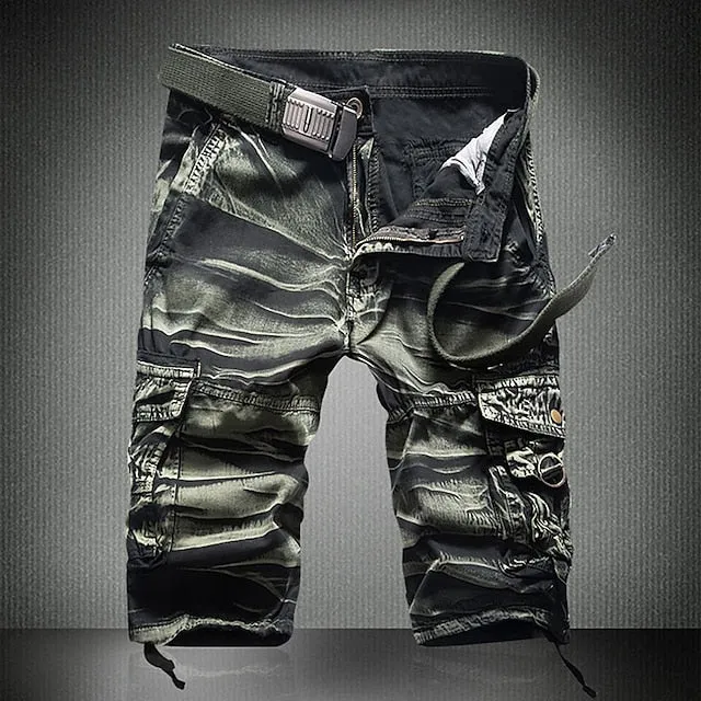 Adventure-Ready Men's Camo Cargo Shorts with Zipper Pocket