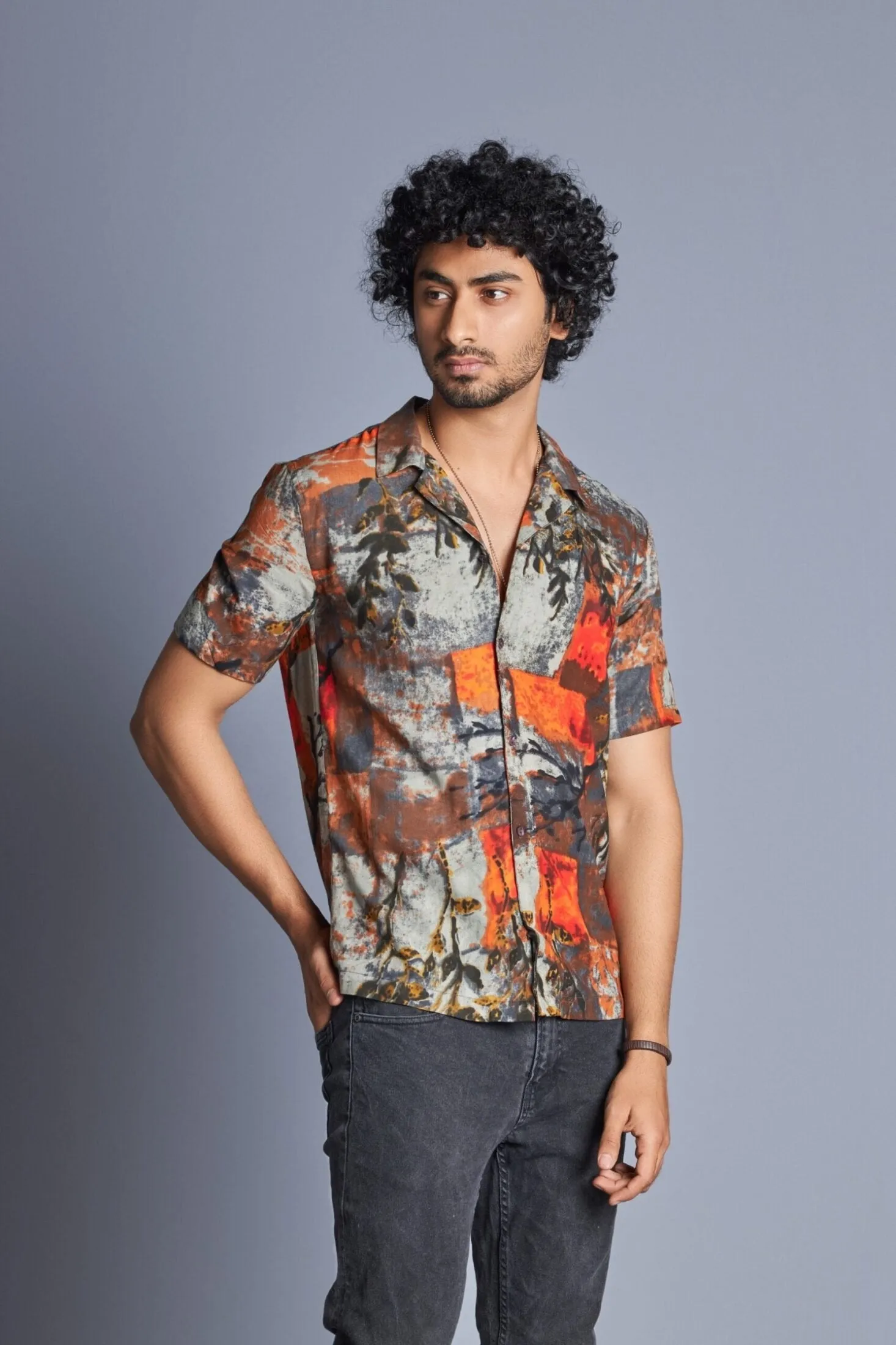 Art- Cuban Collar Shirt for Men