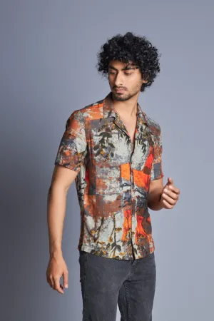 Art- Cuban Collar Shirt for Men