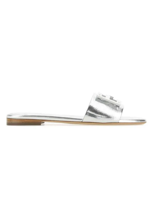 Baguette Nappa Leather Slippers Silver
