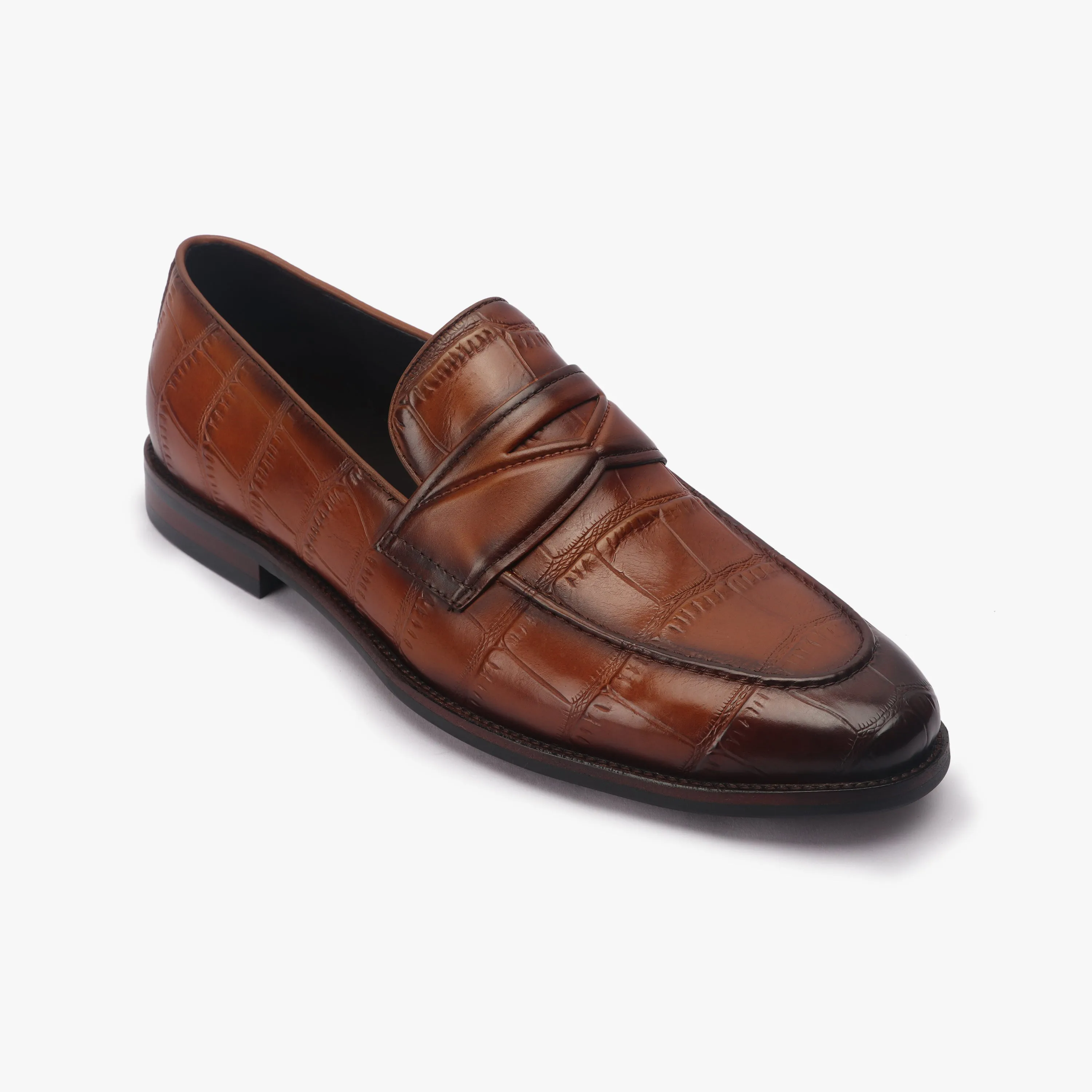 Croc Finish Penny Moccasins