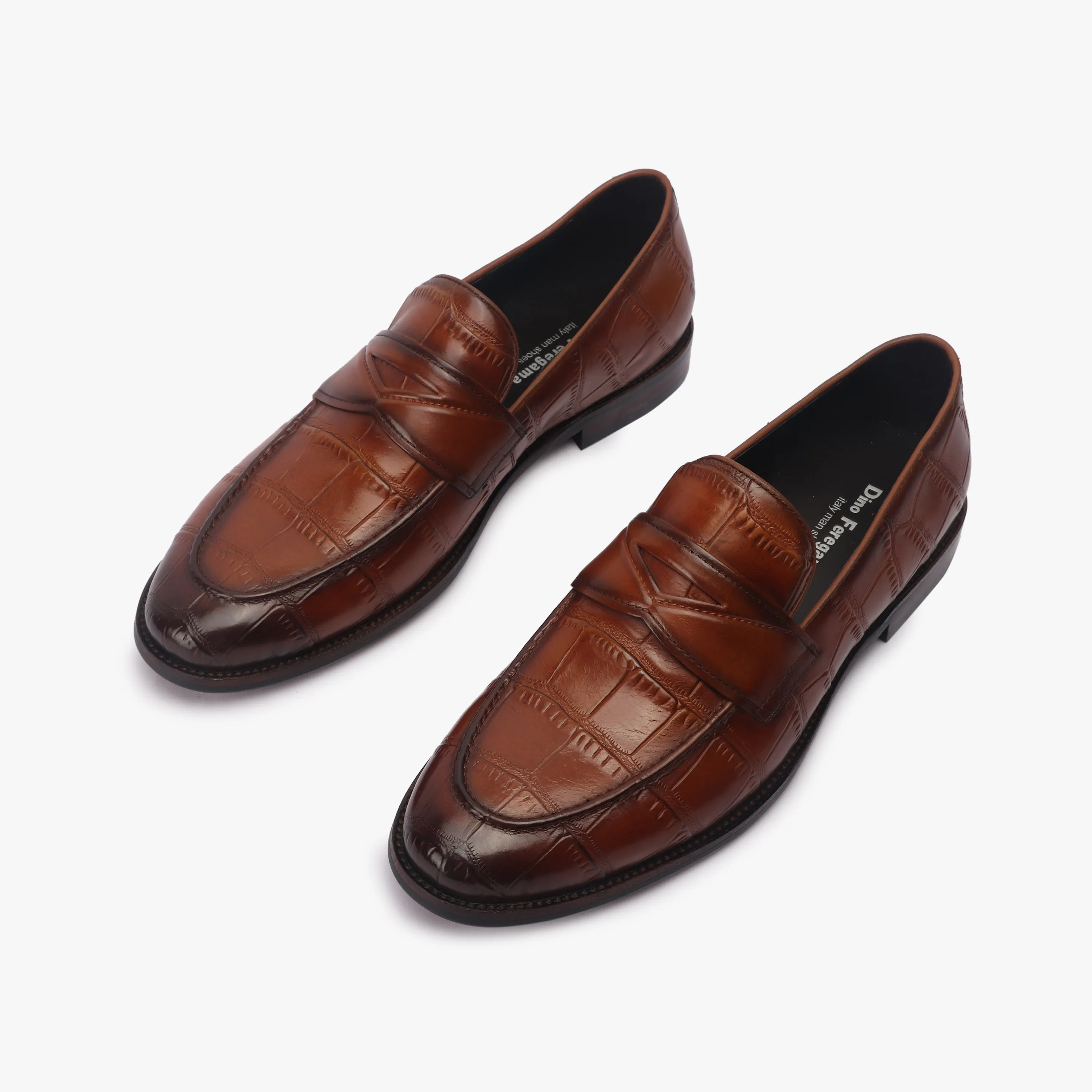 Croc Finish Penny Moccasins