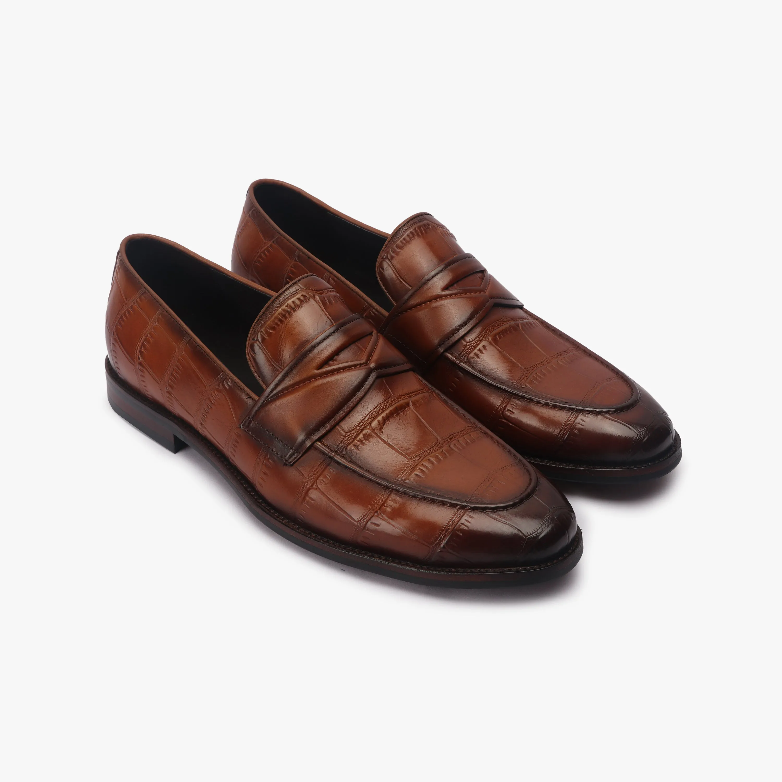 Croc Finish Penny Moccasins