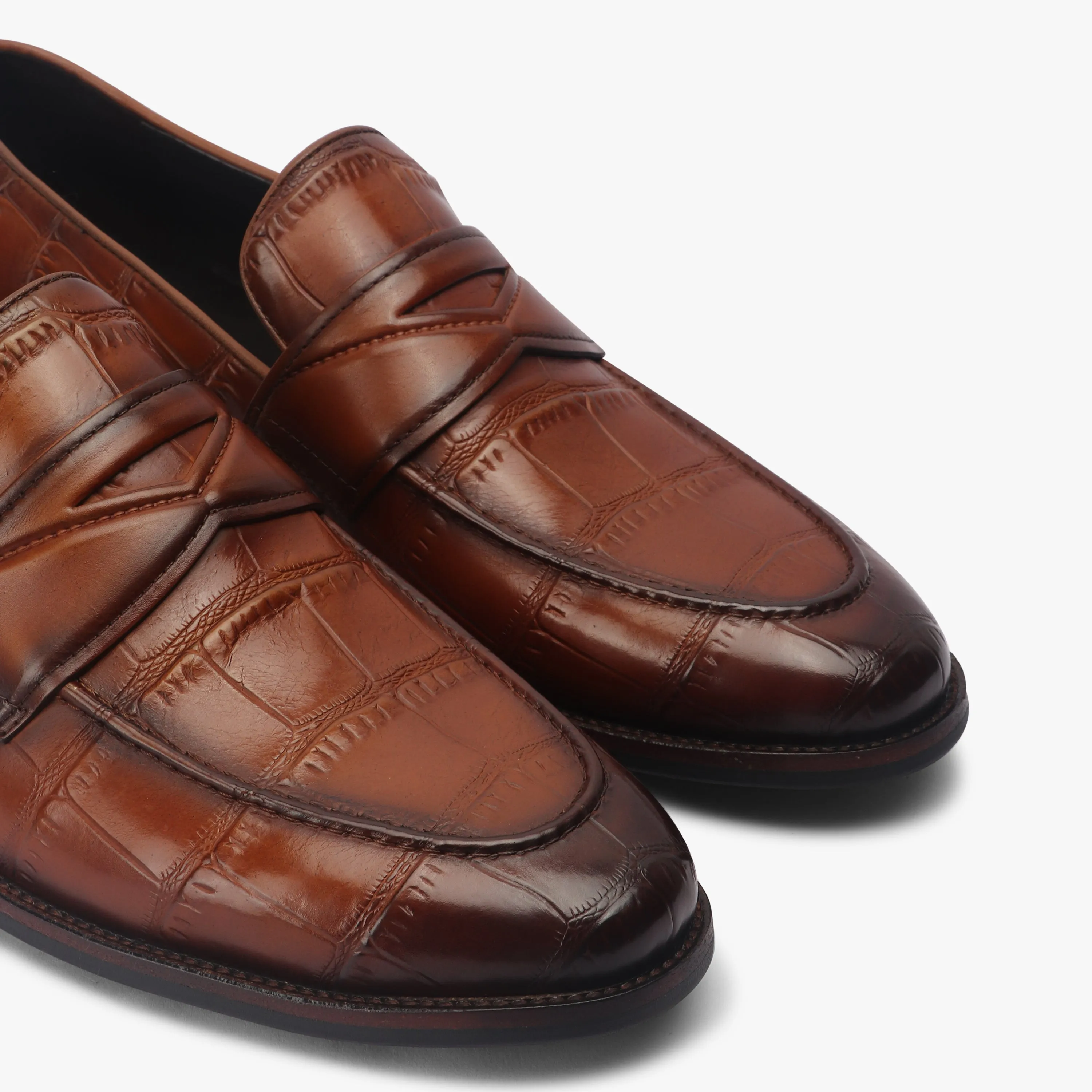 Croc Finish Penny Moccasins