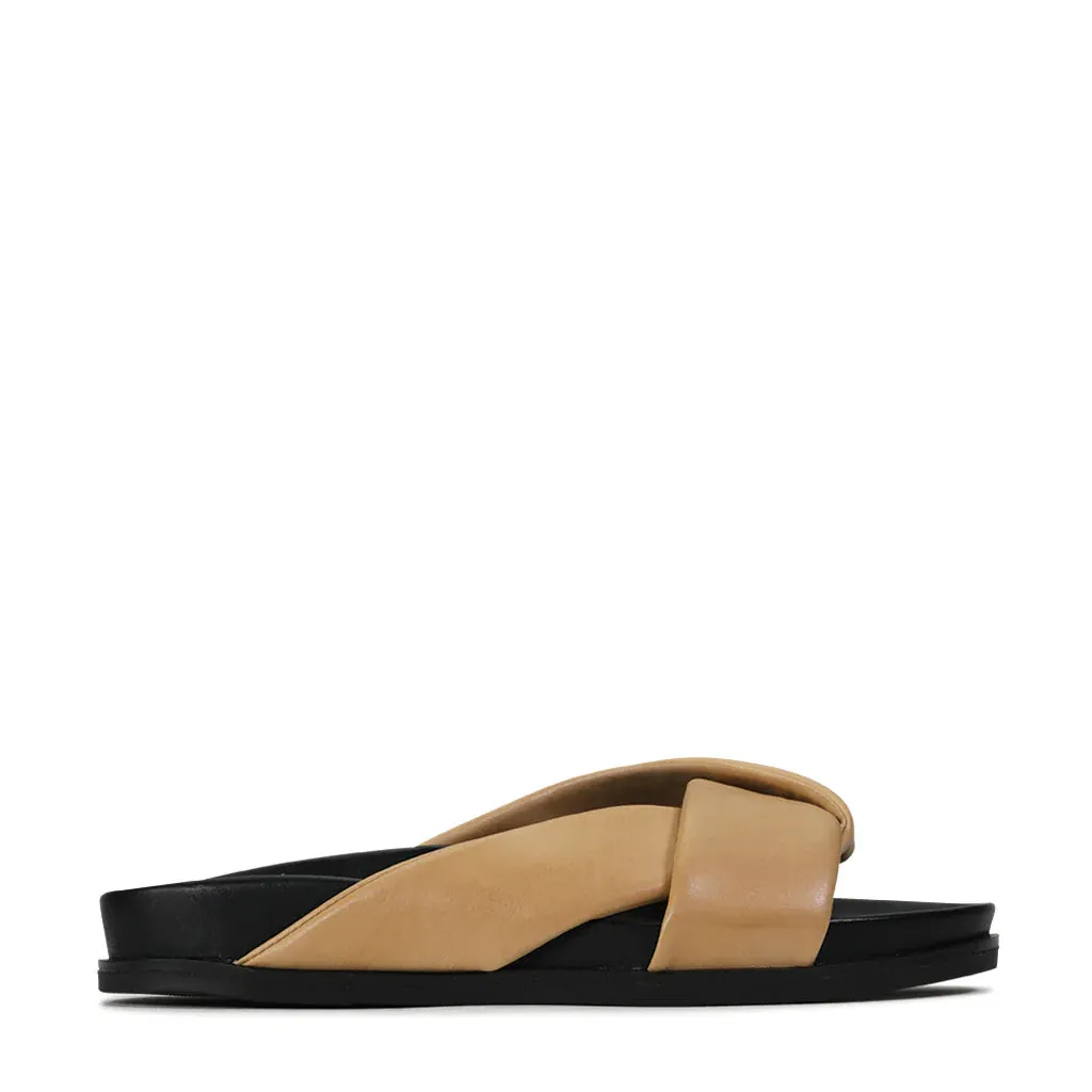 Cross Leather Slides