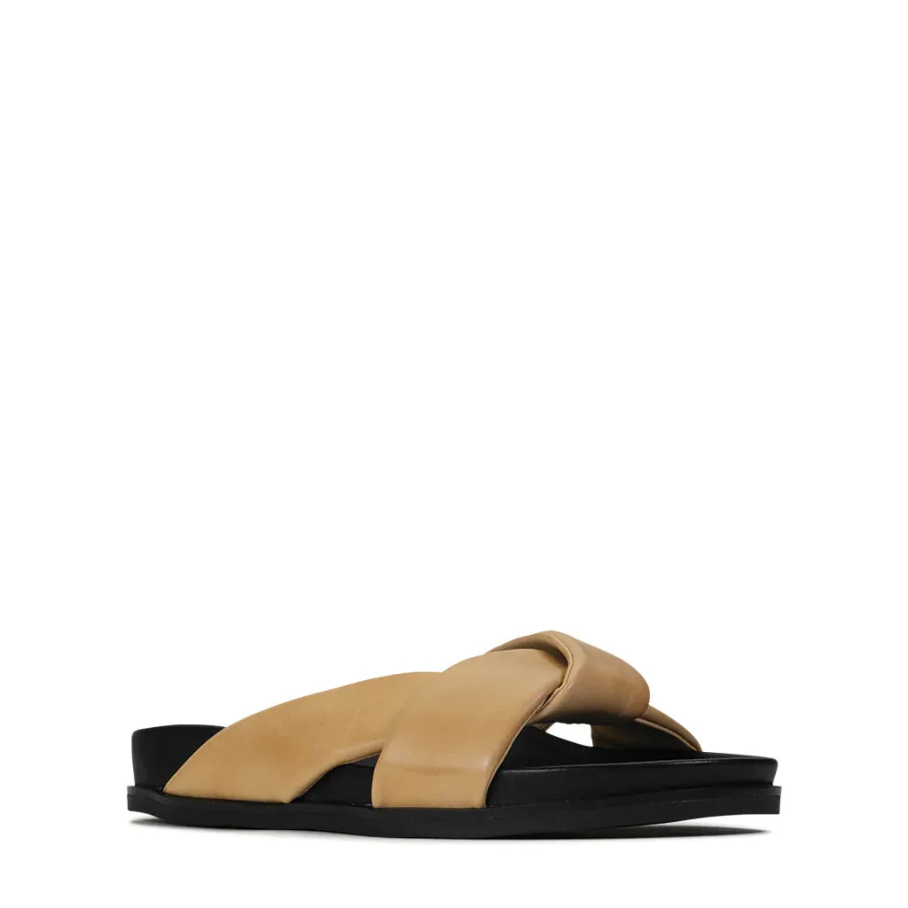 Cross Leather Slides