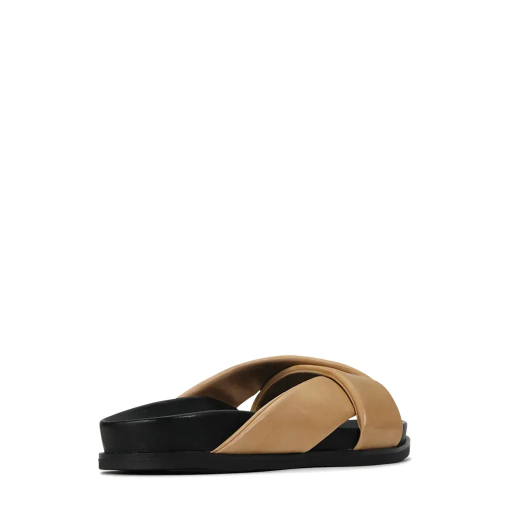 Cross Leather Slides