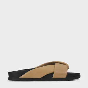 Cross Leather Slides