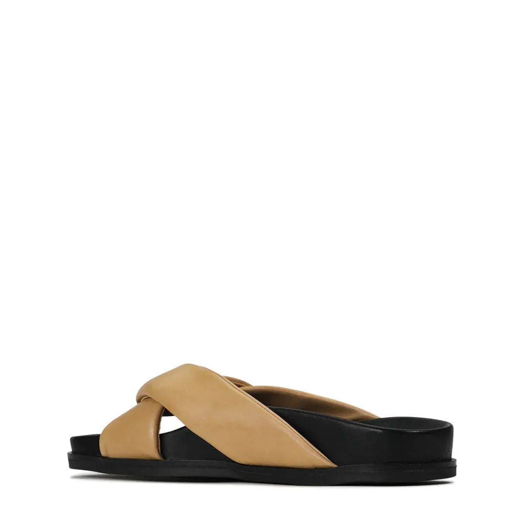 Cross Leather Slides
