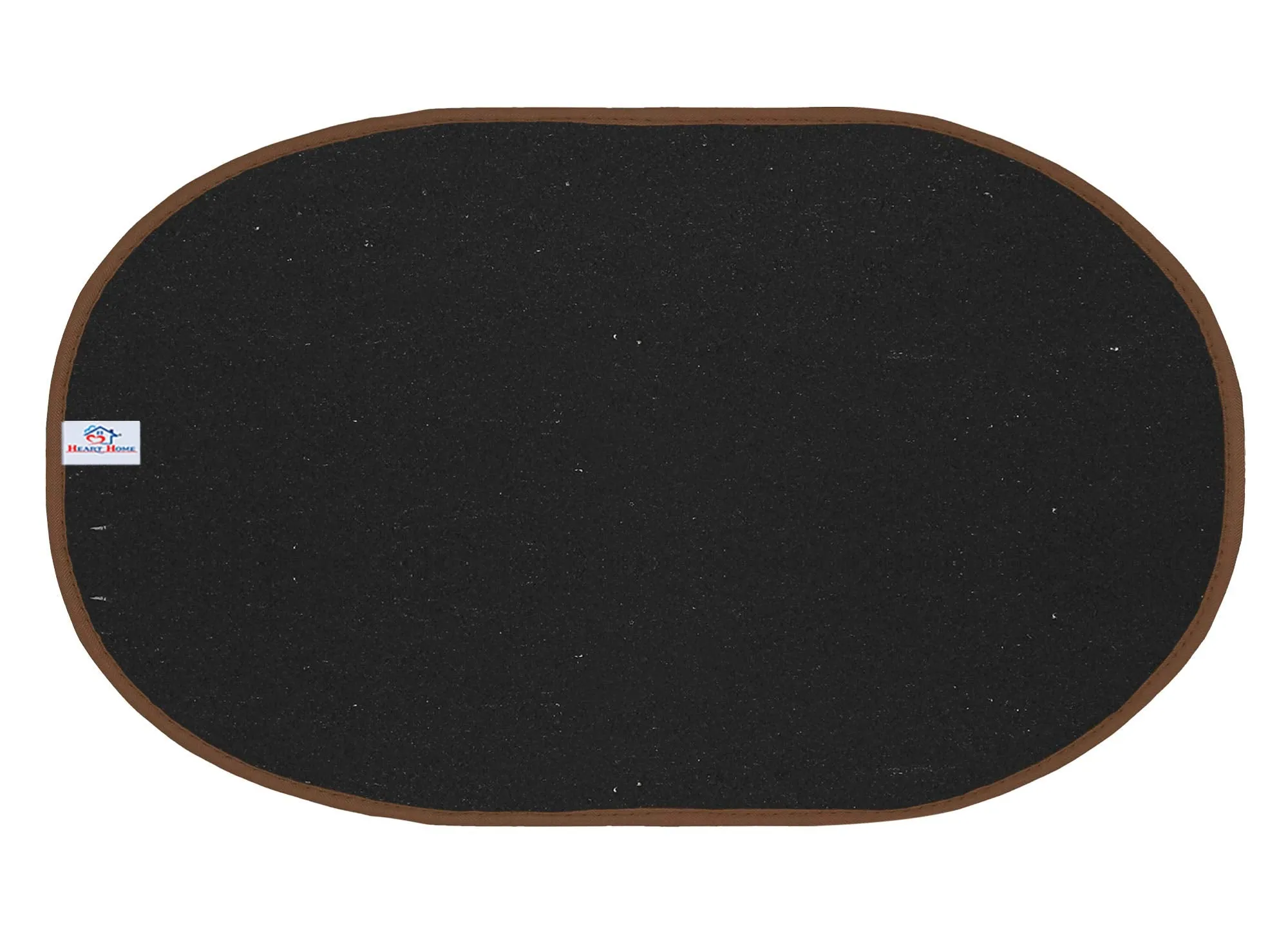 Heart Home Oval Shape Durable Microfiber Door Mat, Heavy Duty Doormat, Indoor Outdoor, Easy Clean, Waterproof, Low-Profile Mats for Entry, Patio, Garage (14'' x 23'', Brown)-HEART12091, Standard
