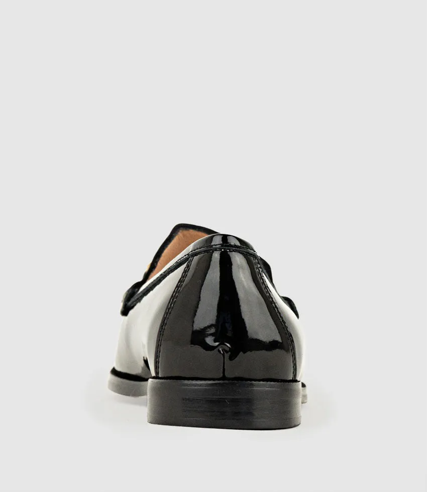 HINGE Penny Loafer with Trim in Black Patent