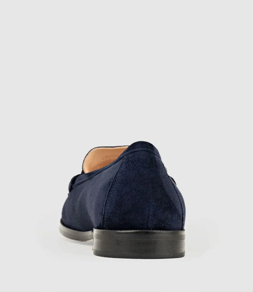 HINGE Penny Loafer with Trim in Navy Suede