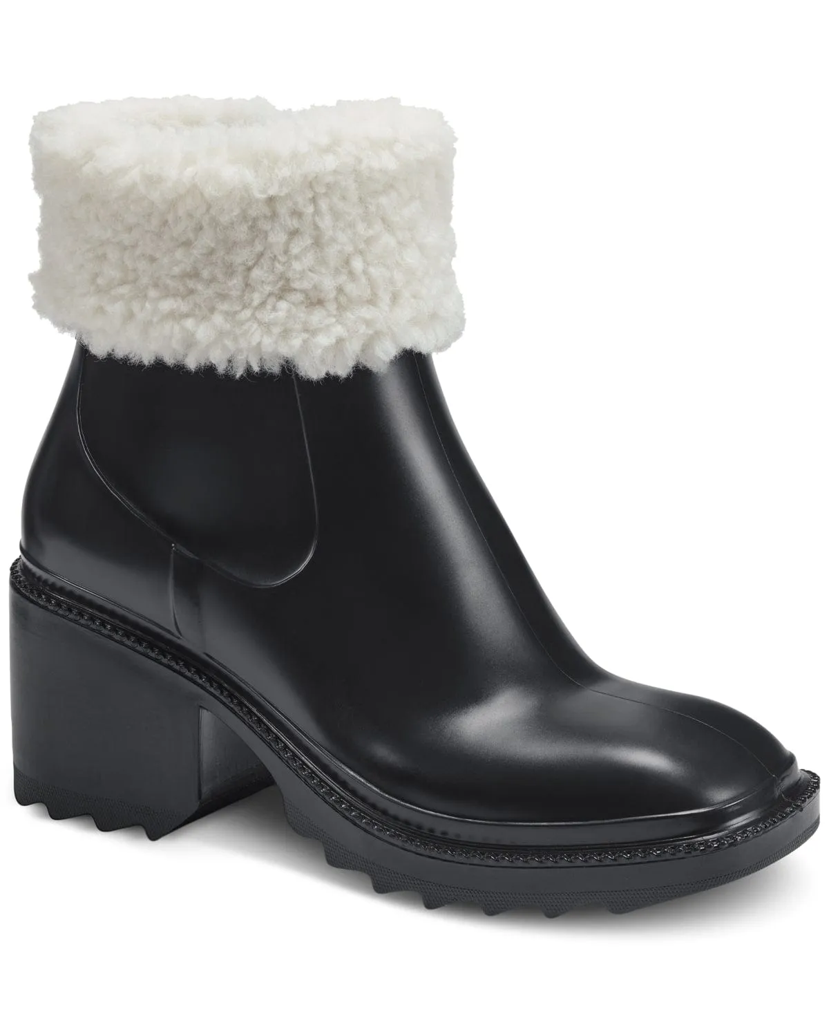 INC -  Faux Fur Lined Faux Fur Trim Rain Boots