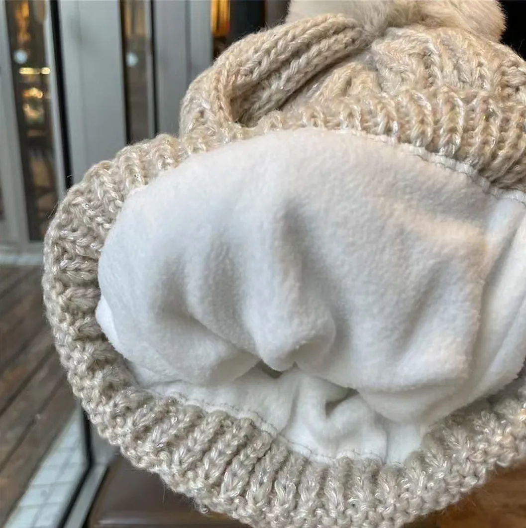 JBextension Womens Winter Thick Cable Knit Pompom Beanie Faux Fur Pom Hat Warm Lined Skull Cap