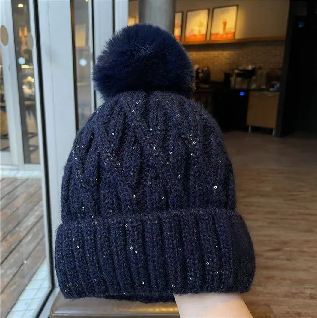 JBextension Womens Winter Thick Cable Knit Pompom Beanie Faux Fur Pom Hat Warm Lined Skull Cap