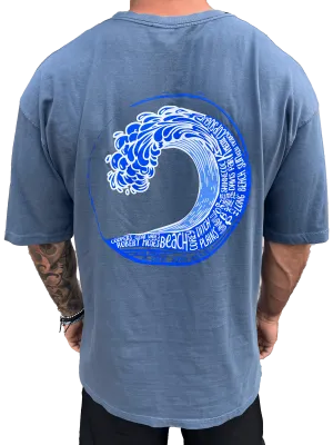 Long Island Beach Wave Tshirt (Slate Blue)