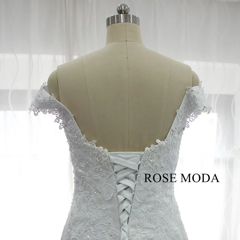 Rosemoda Off Shoulder Lace Mermaid Wedding Dress