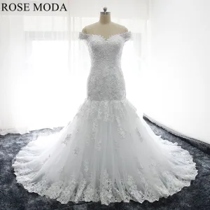 Rosemoda Off Shoulder Lace Mermaid Wedding Dress