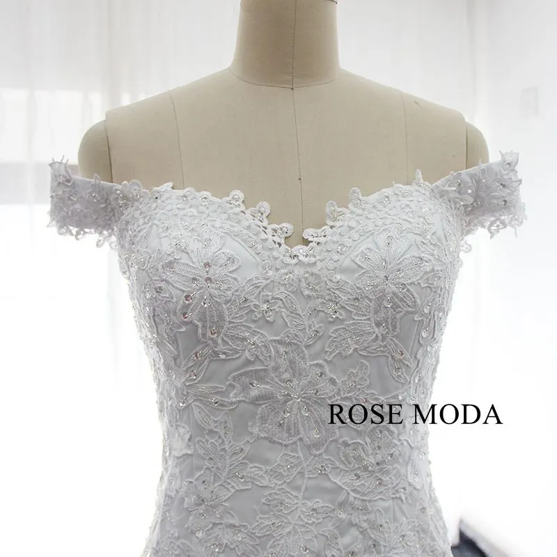Rosemoda Off Shoulder Lace Mermaid Wedding Dress