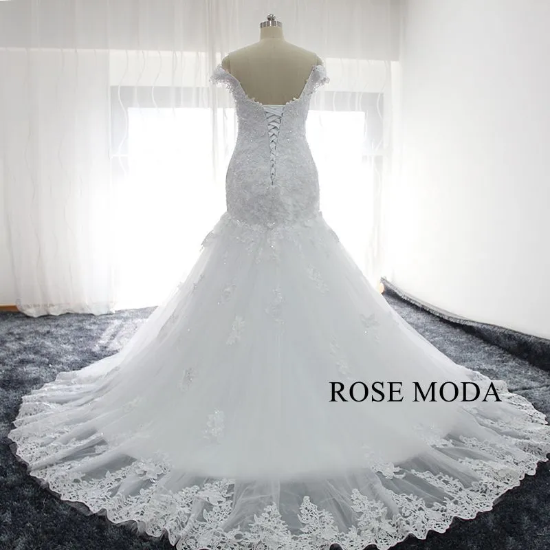 Rosemoda Off Shoulder Lace Mermaid Wedding Dress
