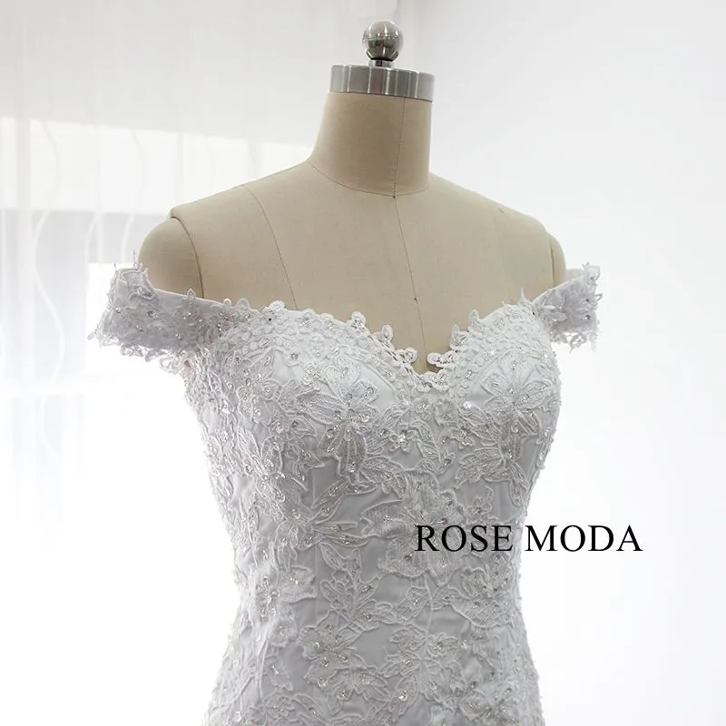 Rosemoda Off Shoulder Lace Mermaid Wedding Dress