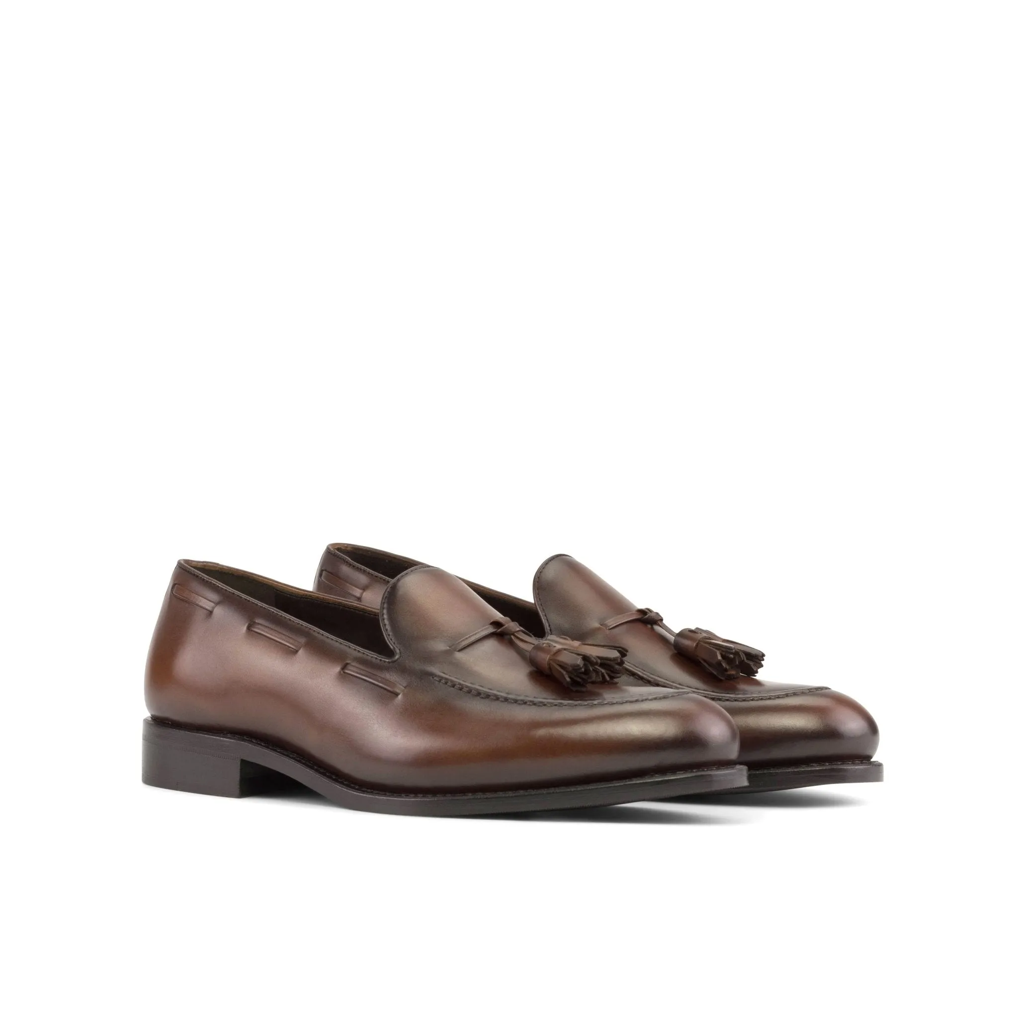 Tassel Loafer in Burnished Hickory Brown Box Calf
