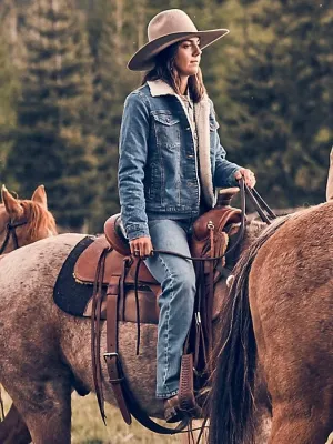 Women’s Wrangler Retro® Sherpa Lined Western Denim Jacket - Denim