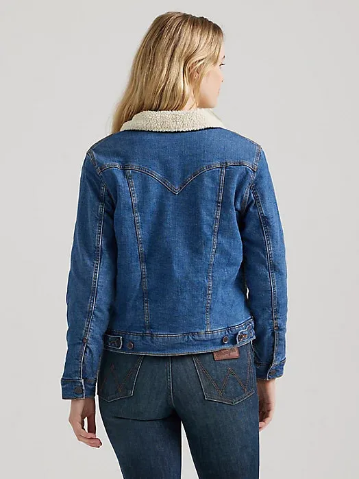 Women’s Wrangler Retro® Sherpa Lined Western Denim Jacket - Denim