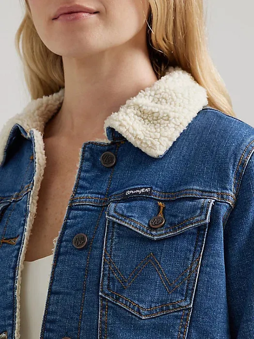 Women’s Wrangler Retro® Sherpa Lined Western Denim Jacket - Denim