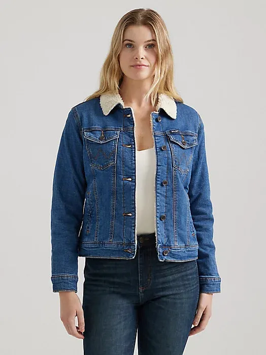 Women’s Wrangler Retro® Sherpa Lined Western Denim Jacket - Denim